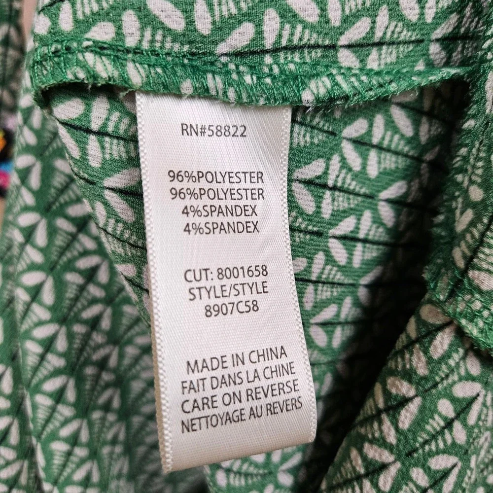 Max Studio Ruffle Trim Wrap Midi Dress S Green‎ Print Crepe V-Neck